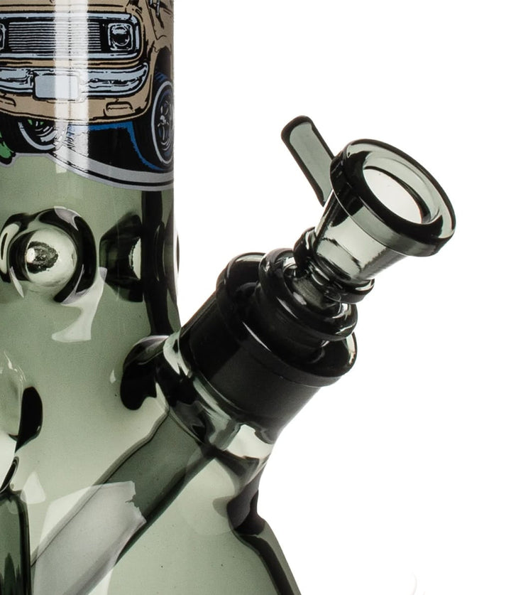 Close-up of the removable glass bowl and downstem joint on the Van Sidekick water pipe