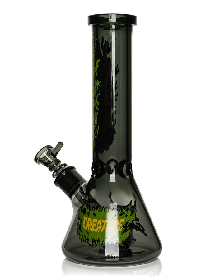 GEAR Premium x Creature Hell Sidekick beaker water pipe with black base and green Creature logo graphic