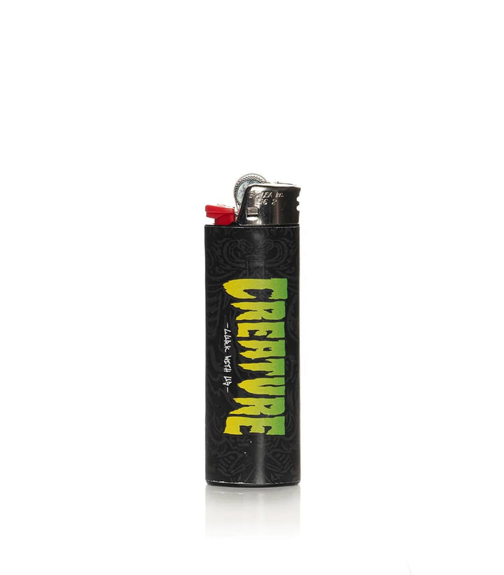 Creature branded lighter included with the GEAR Premium Hell Sidekick bong tin set