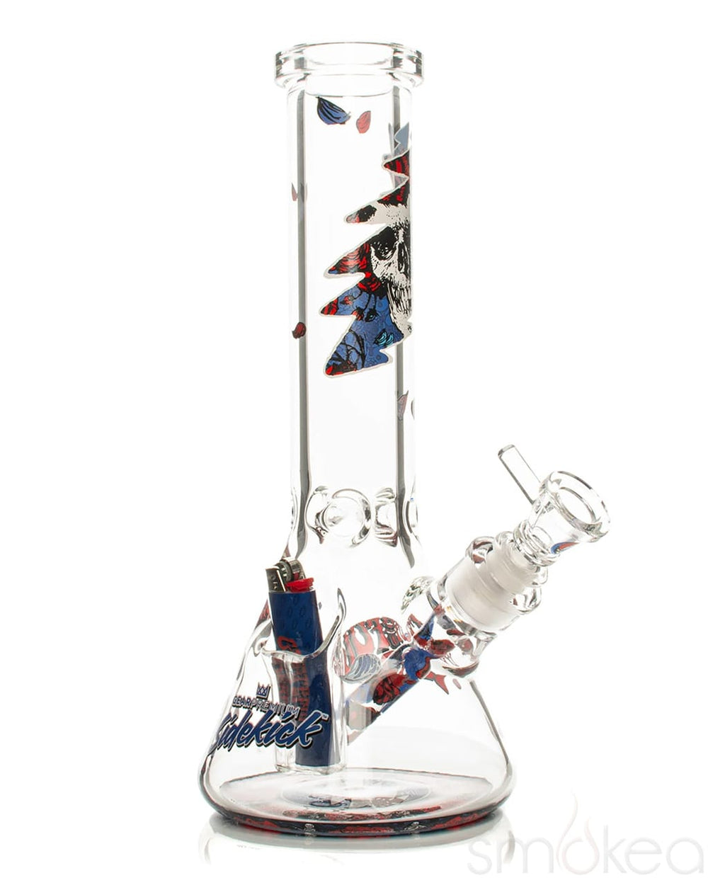 GEAR x Grateful Dead 12 inch Bertha Sidekick Bong with built-in lighter holster and beaker base