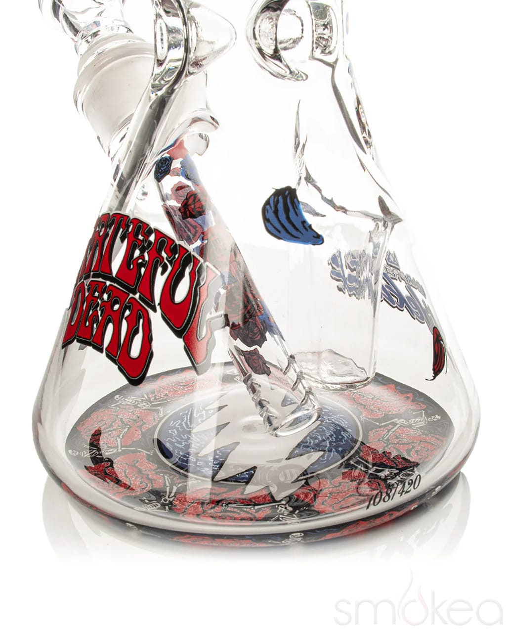 Bottom view of GEAR x Grateful Dead Bertha Sidekick Bong showing individually numbered limited edition base