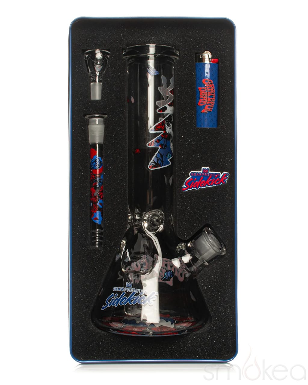 GEAR x Grateful Dead Bertha Sidekick Bong kit in foam case with downstem, pull-out bowl, and lighter