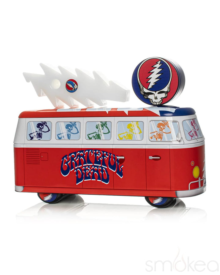 GEAR x Grateful Dead Lightning Bolt collectible bus tin with Steal Your Face and skull decals