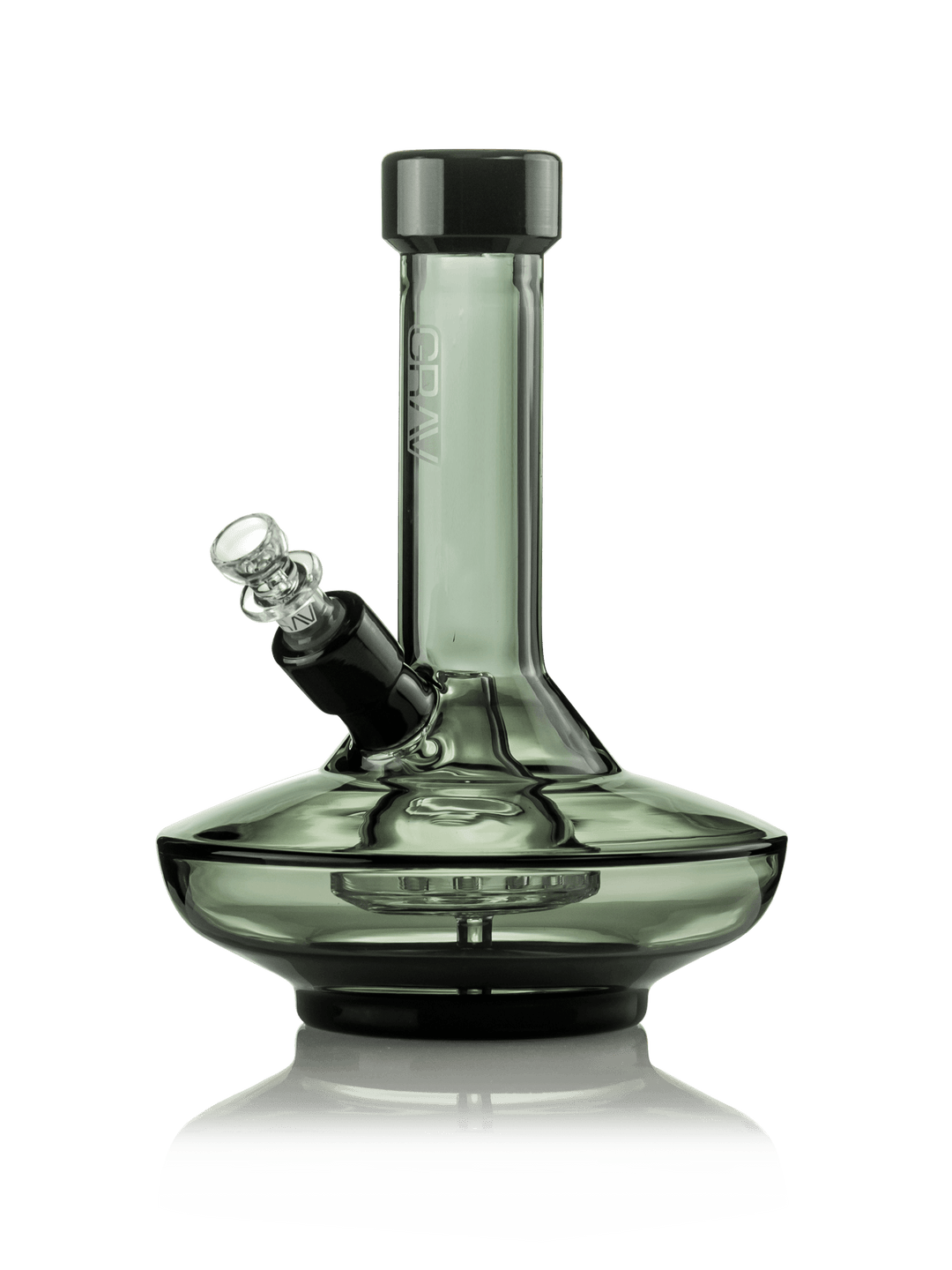 GRAV® Small Wide Base Water Pipe in Smoke with Black Accents
