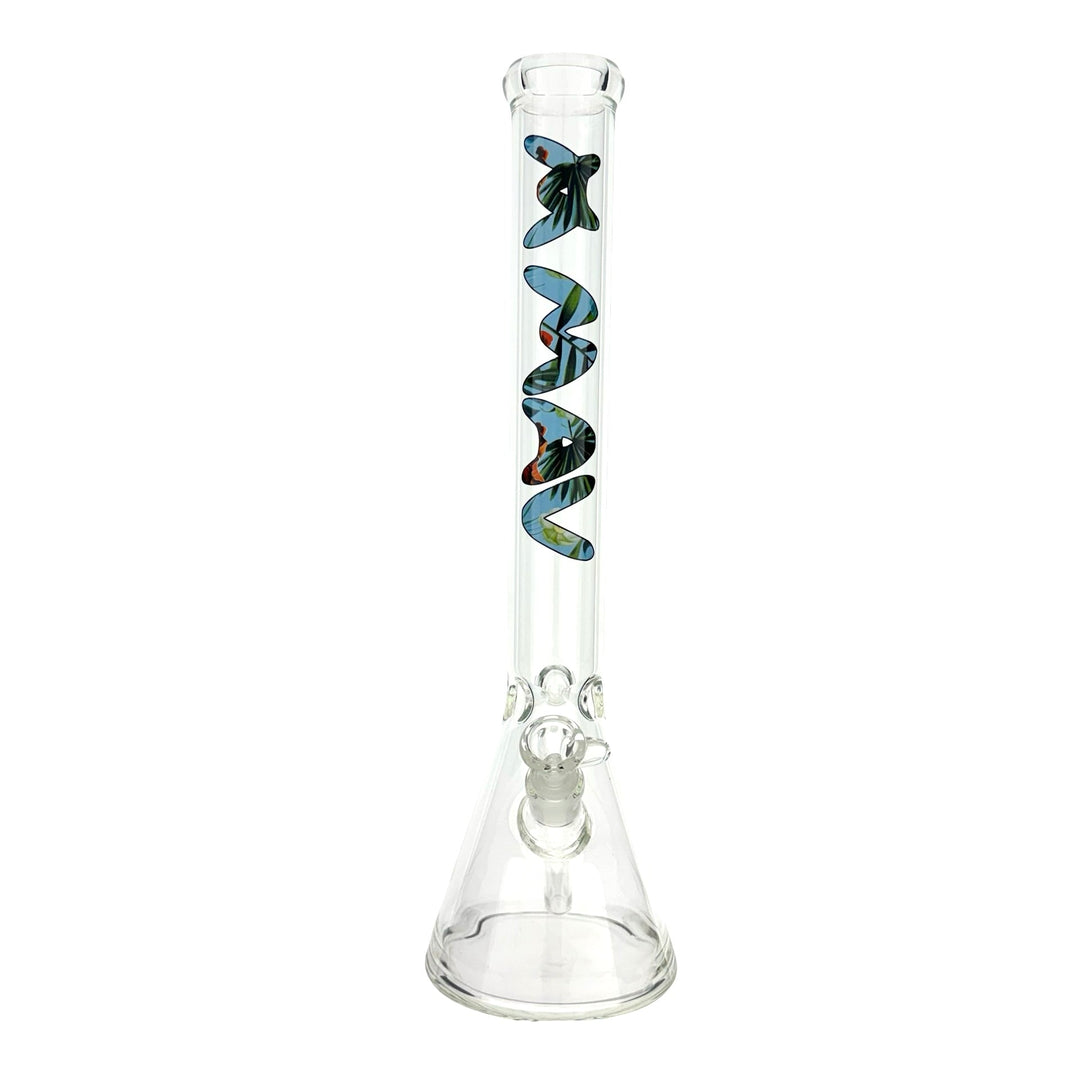 18" MAV Hawaii Floral Logo Beaker Bong by MAV GLASS | BDDbrands