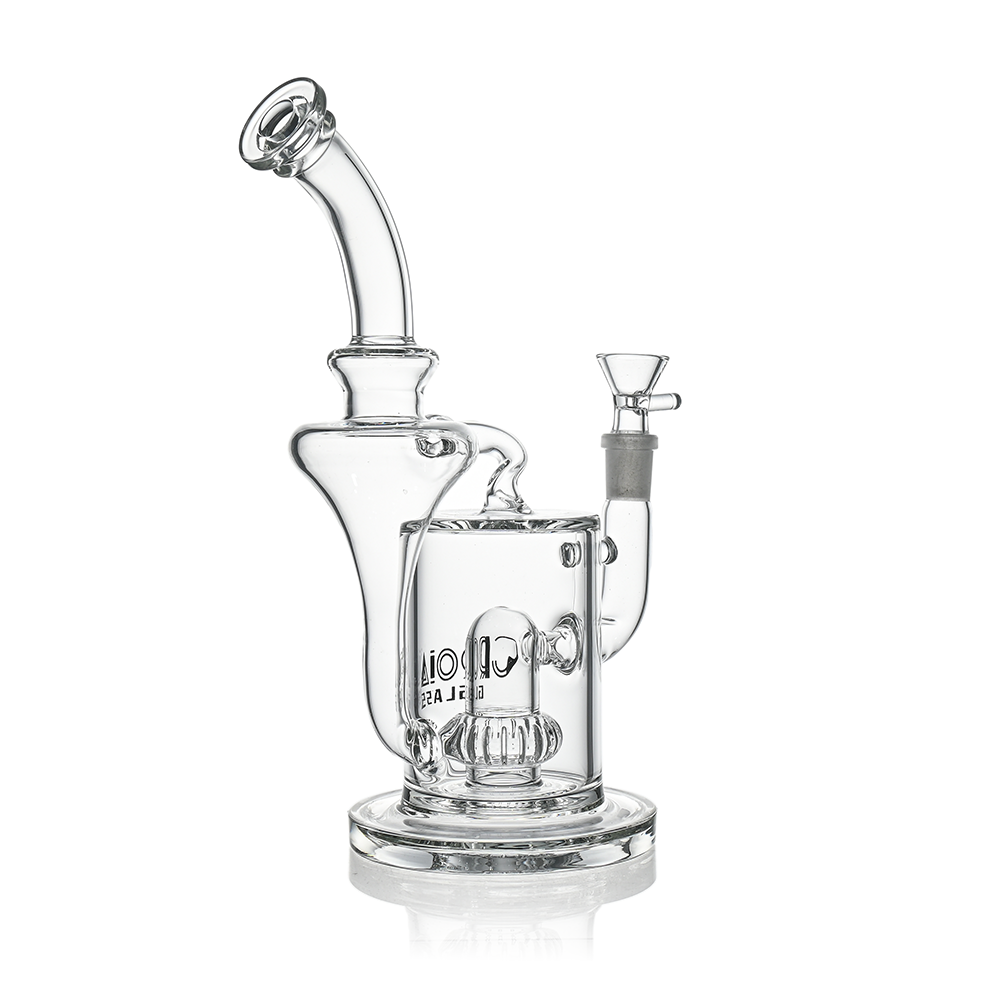 10" Hourglass Recycler Scientific Bong with Crown Perc | Croia Glass - view 4 | BDDbrands