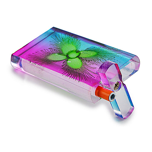 Handmade Acrylic Dugout w/ One Hitter - Rainbow Flower