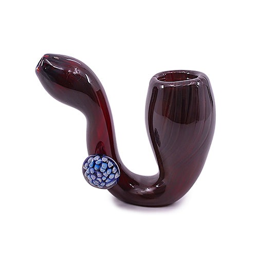 Glass Hand Pipe - Sherlock w/ Marble (4")