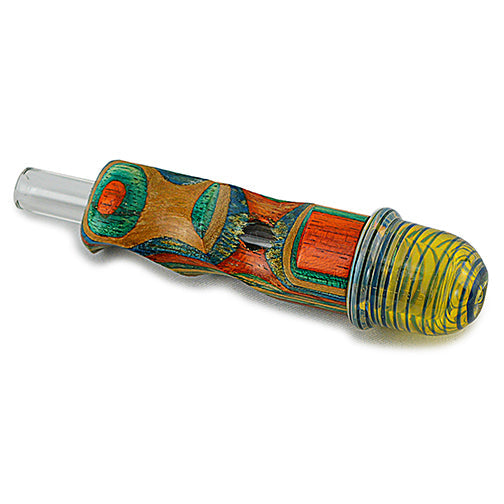 Laminated Wood Pipe Torpedo Style Pyrex Bowl and Stem