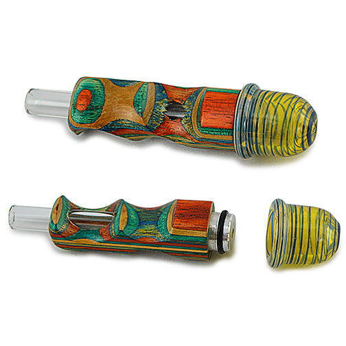 Laminated Wood Pipe Torpedo Style Pyrex Bowl and Stem