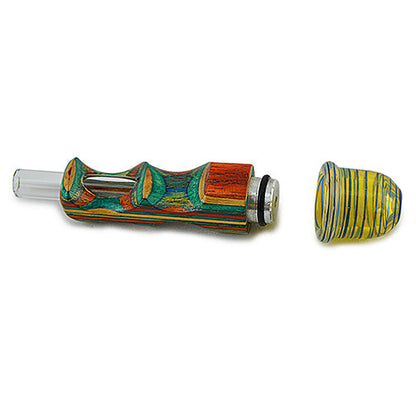 Laminated Wood Pipe Torpedo Style Pyrex Bowl and Stem