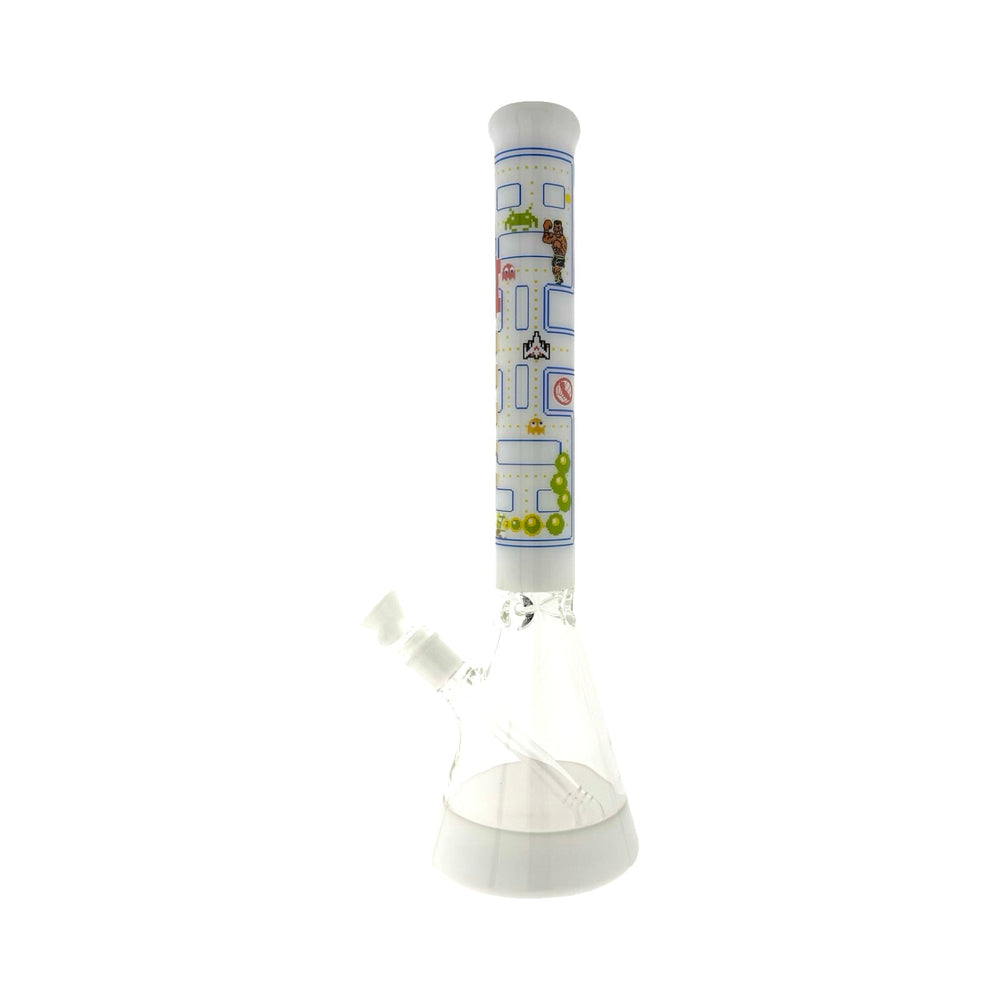 Game Time 18" Beaker Bong Full Color White - view 2 | BDDbrands
