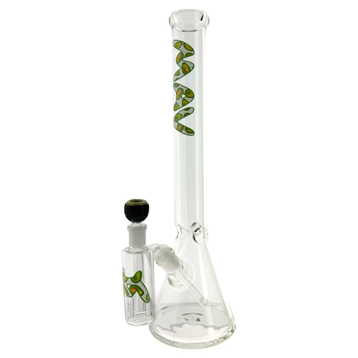 18" x 5mm Happy Avocado Beaker Bong + Ash Catcher Combo x Empire Glassworks Avocado bowl - view 3 | BDDbrands