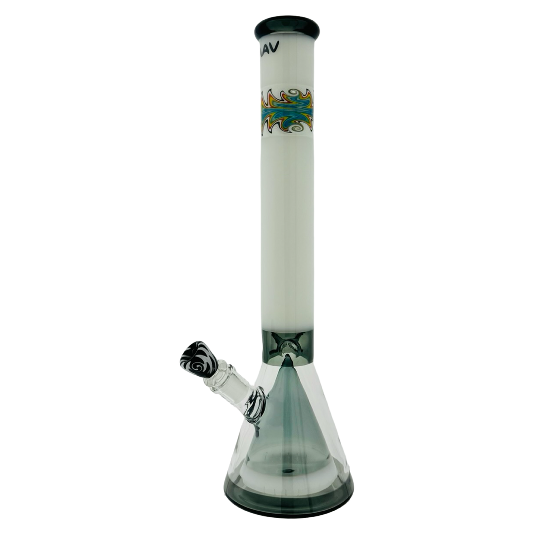18" Wigwag MAV Glass Pyramid Beaker Bong black and white by MAV GLASS | BDDbrands