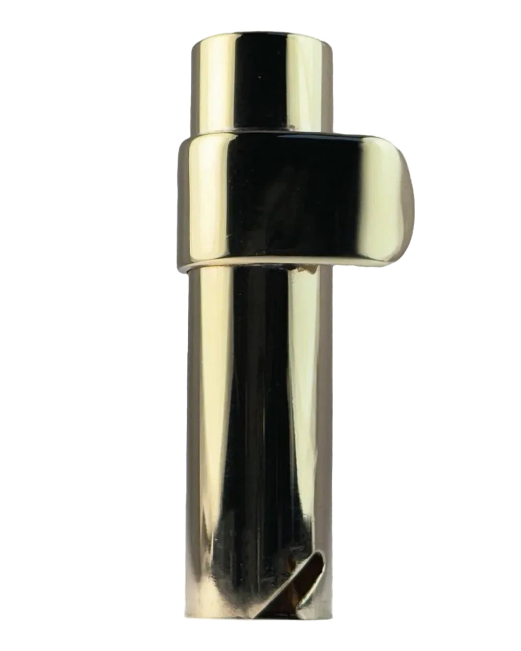 Proto Pipe Classic brass hand pipe close-up of polished cylindrical shaft and mouthpiece