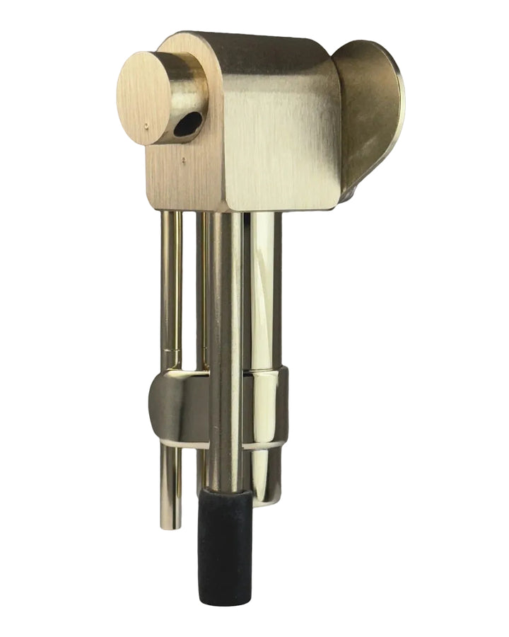 Proto Pipe Classic brass hand pipe showing bowl opening and black rubber mouthpiece tip
