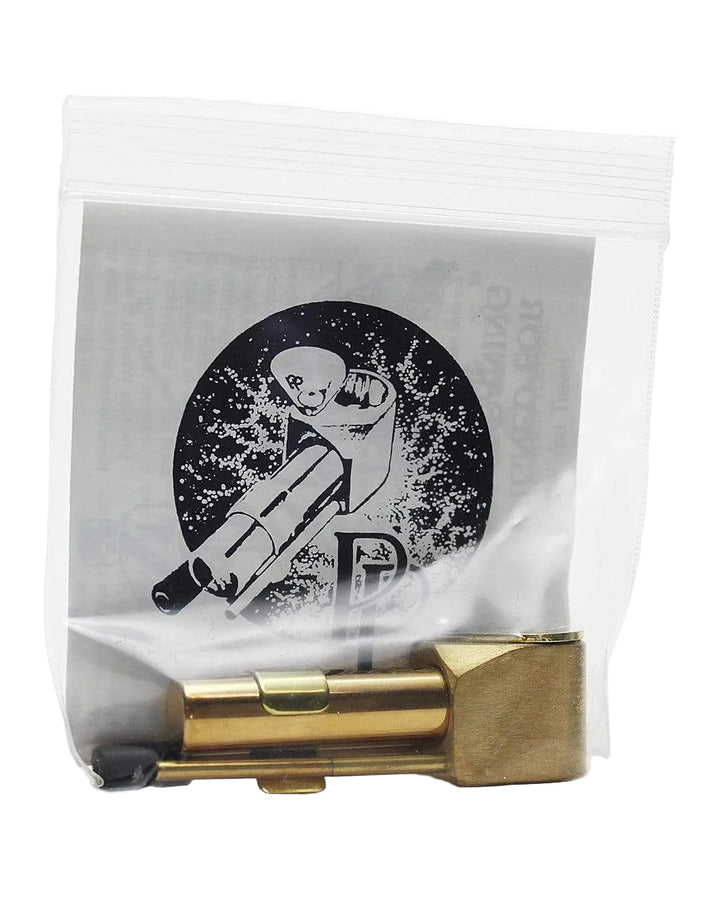 Proto Pipe Classic brass hand pipe packaged in branded resealable bag