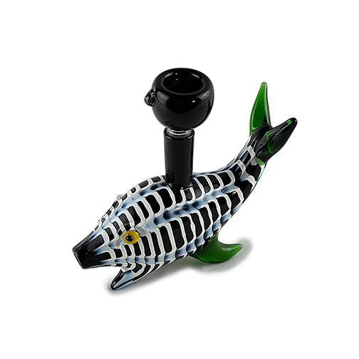 Glass Hand Pipe - Fish Art (7")