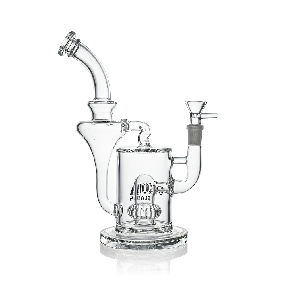 10" Hourglass Recycler Scientific Bong with Crown Perc | Croia Glass - view 5 | BDDbrands