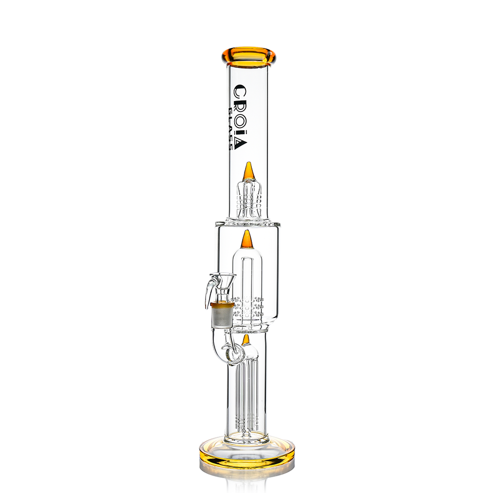 16" Triple Rocket-Perc Scientific Glass Bong | Croia Glass by Croia Glass | BDDbrands