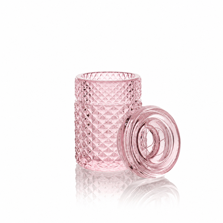 Jane West Twenties Collection Jar in Pink - airtight borosilicate glass stash jar with silicone-sealed lid