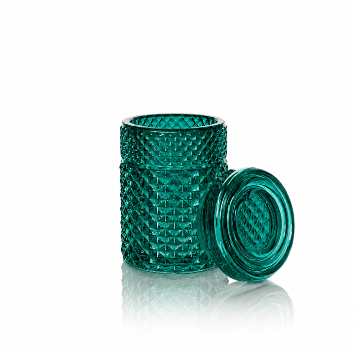 Jane West Twenties Collection Jar in Teal - airtight borosilicate glass stash jar with silicone-sealed lid