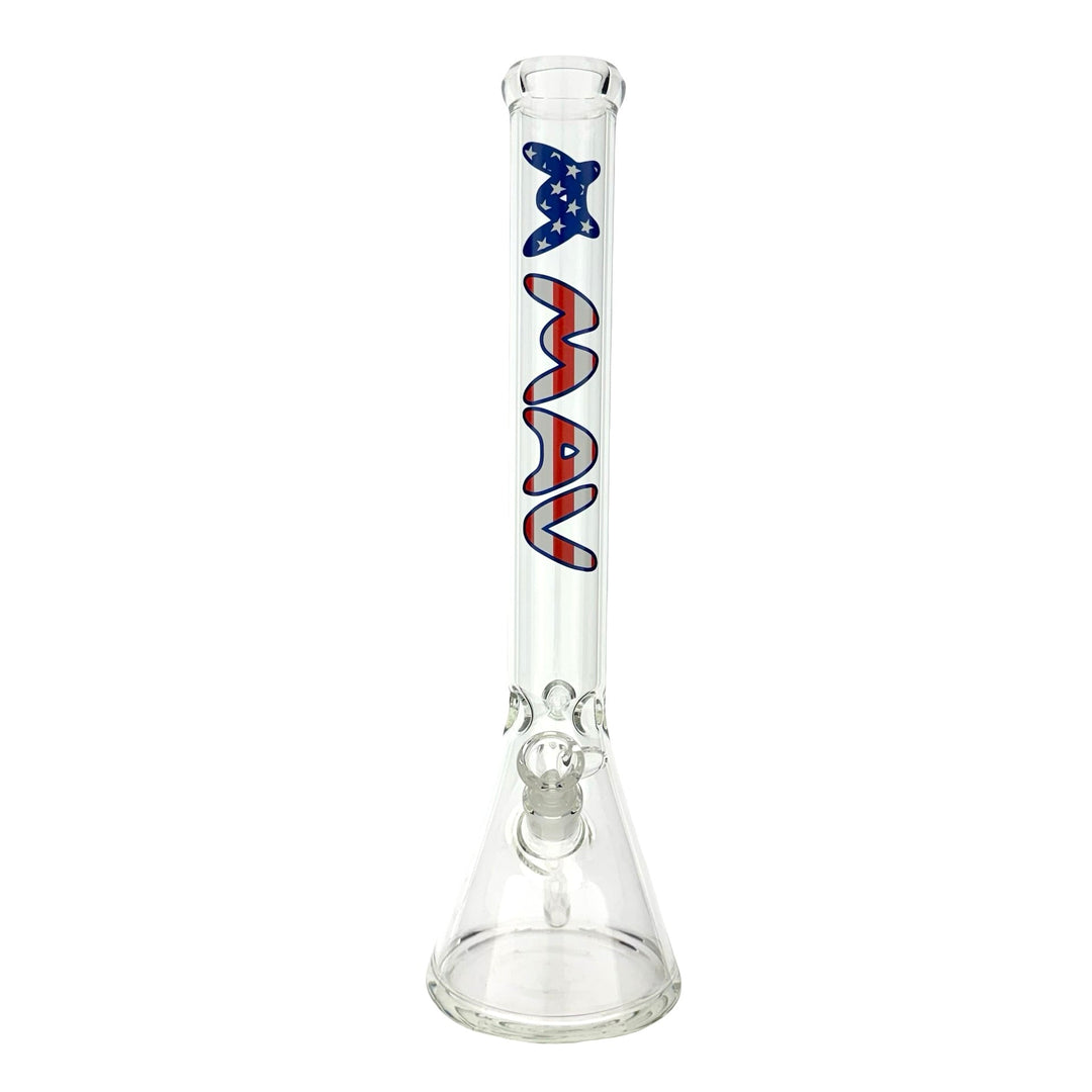 18" MAV Red White and Blue USA Logo Beaker Bong by MAV GLASS | BDDbrands