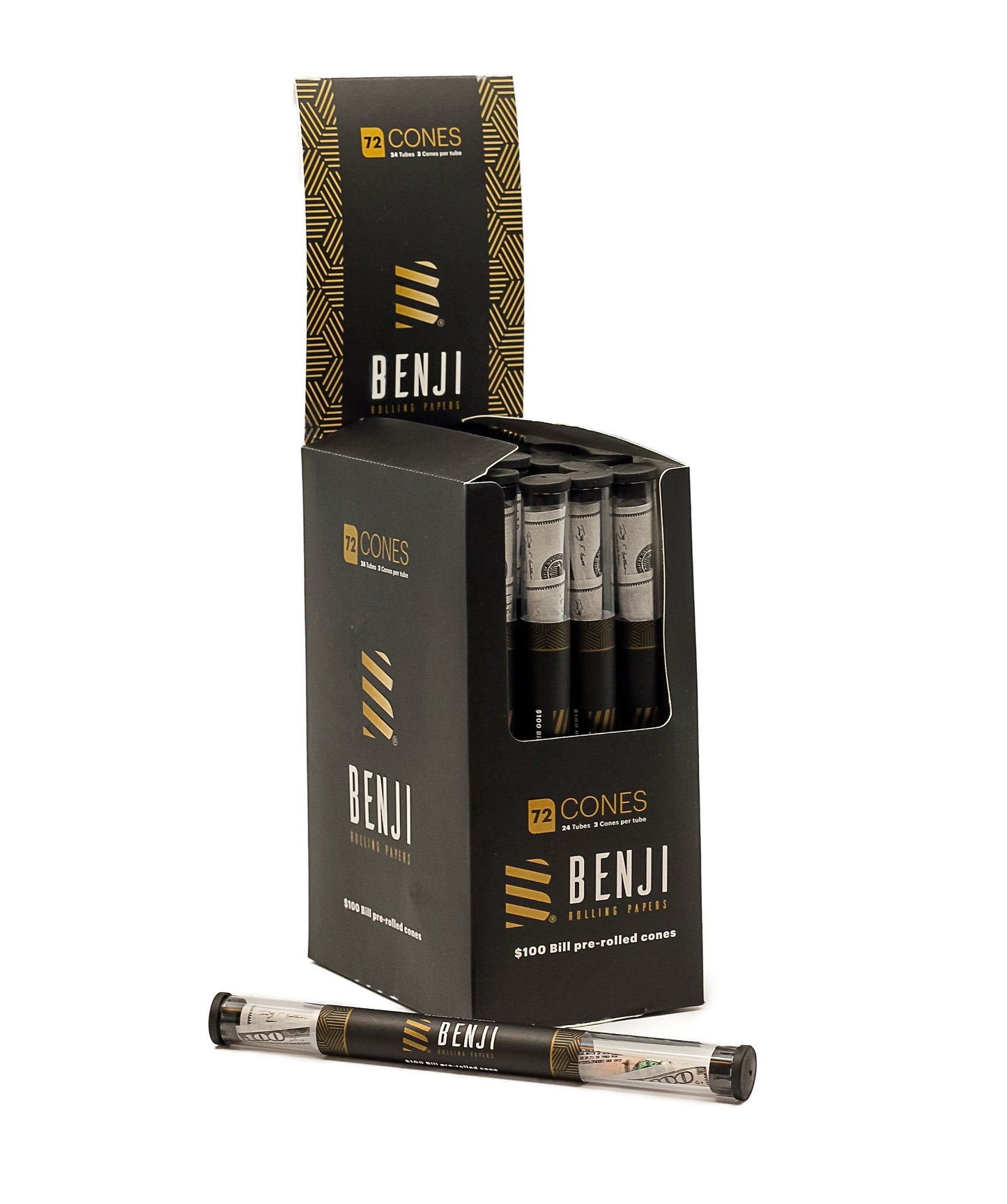 Benji $100 print Pre-rolled Cone Tubes (72 cones)
